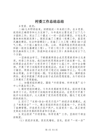 2024年村委工作总结总结