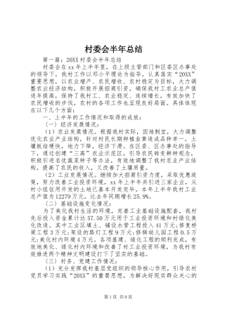 2024年村委会半年总结