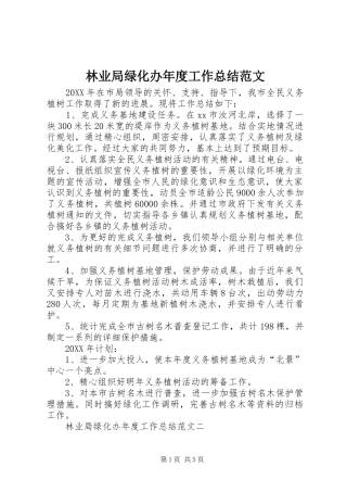 2024年林业局绿化办年度工作总结范文