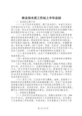 2024年林业局木苗工作站上半年总结