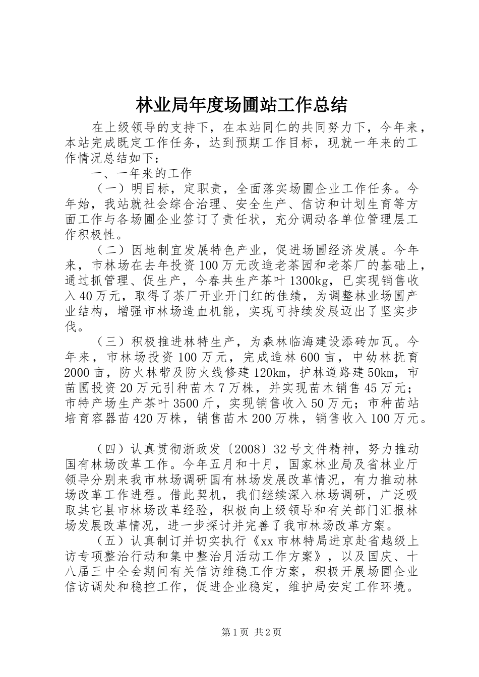 2024年林业局年度场圃站工作总结_第1页