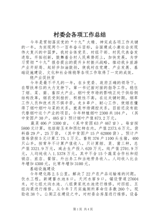 2024年村委会各项工作总结