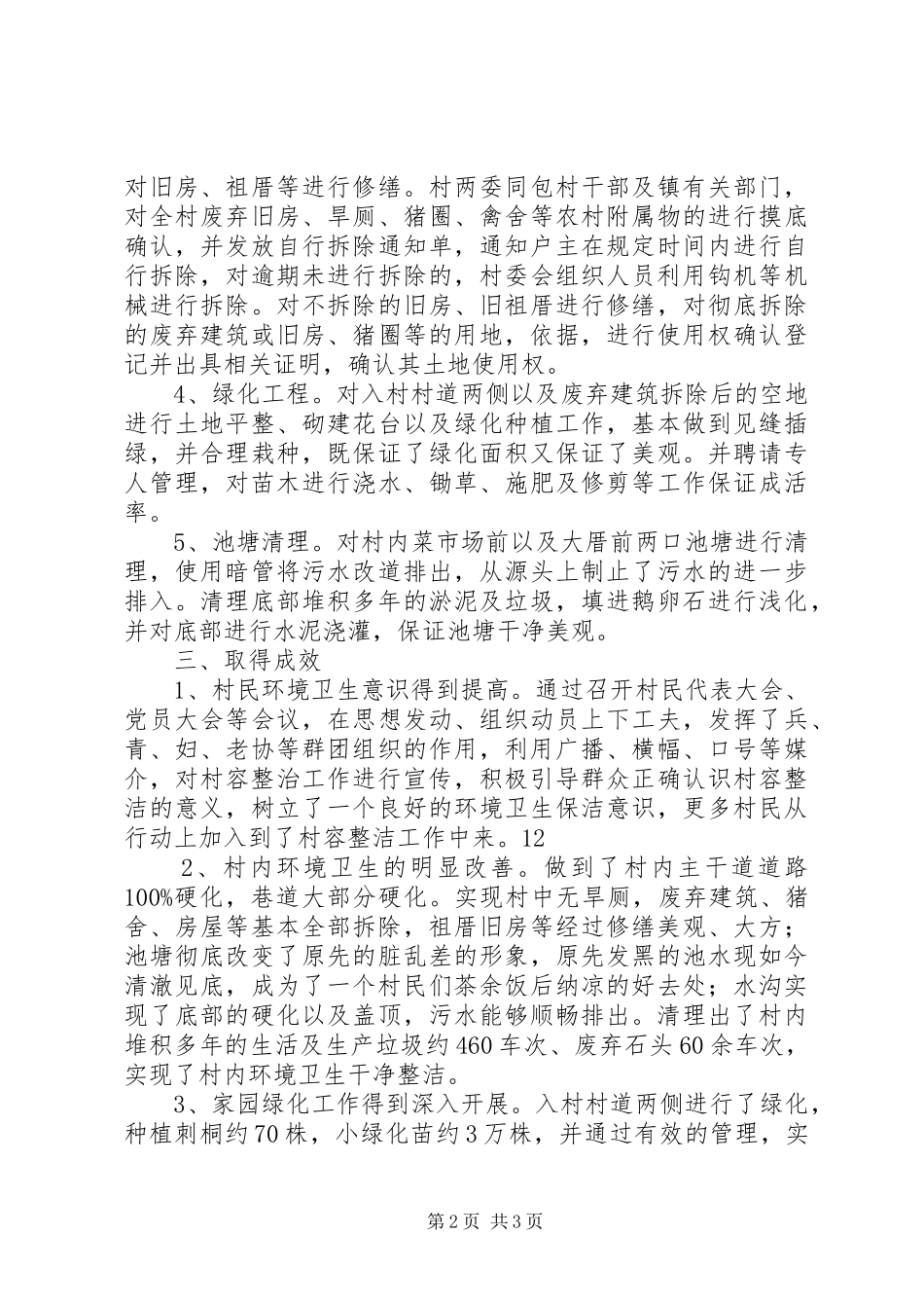 2024年村委会关于村容整治工作总结_第2页