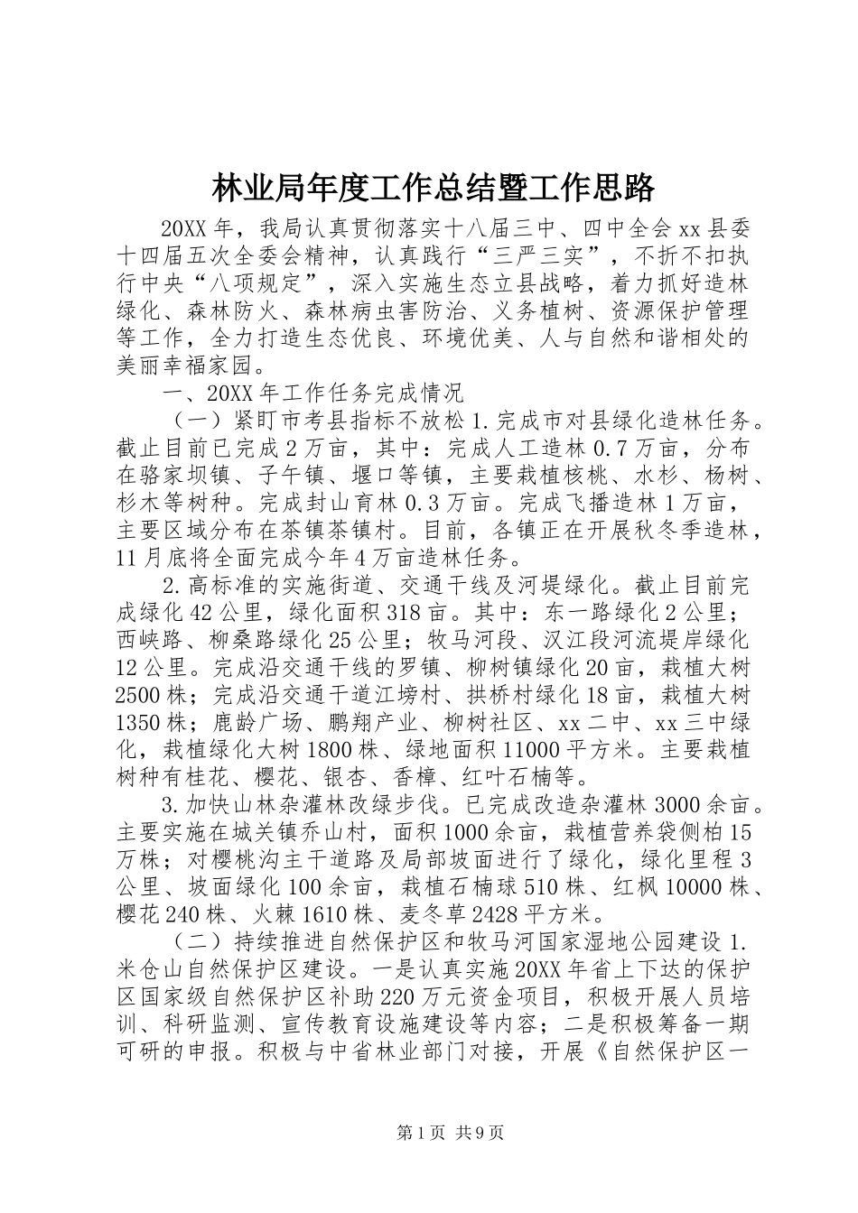 2024年林业局年度工作总结暨工作思路_第1页