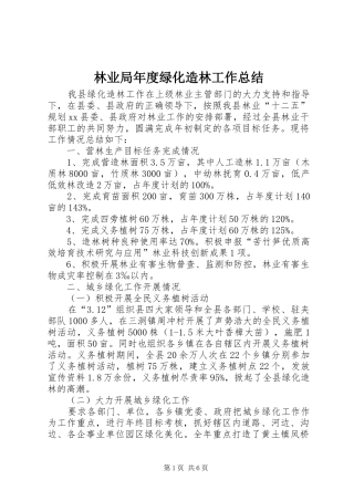 2024年林业局年度绿化造林工作总结