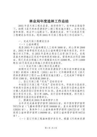 2024年林业局年度造林工作总结
