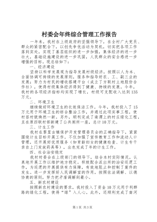 2024年村委会年终综合管理工作报告