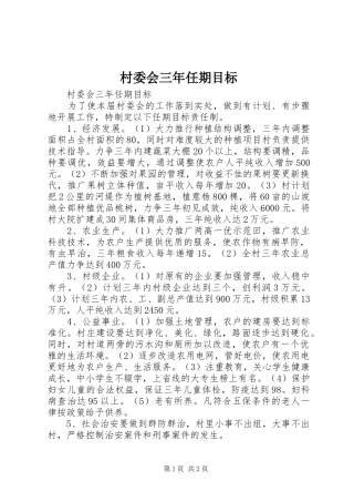 2024年村委会三年任期目标