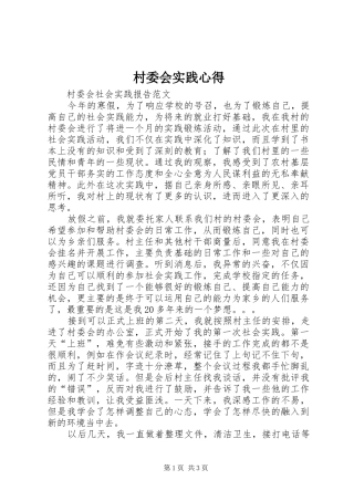 2024年村委会实践心得