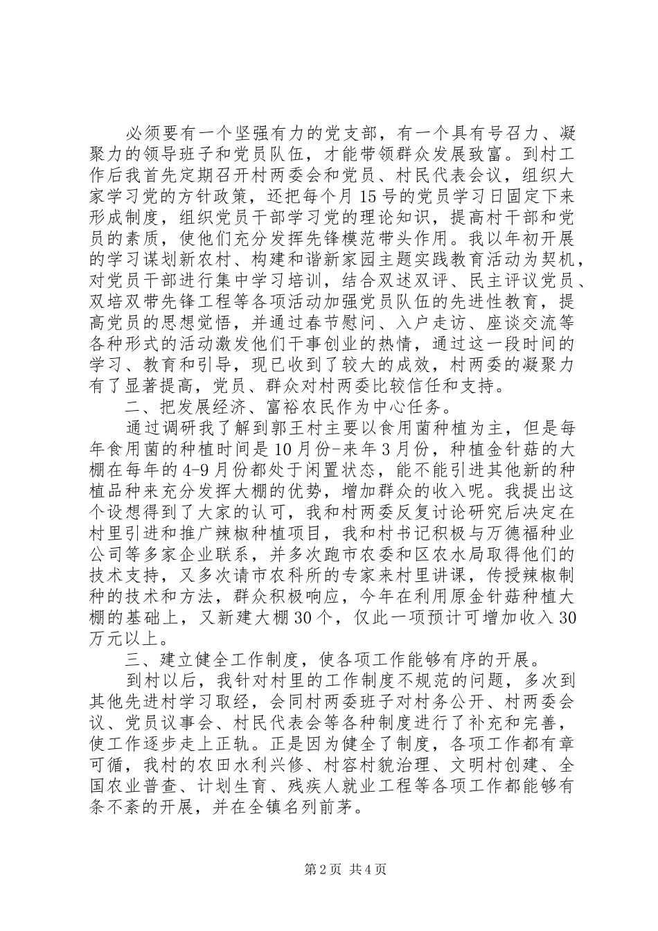 2024年村委会书记工作总结_第2页