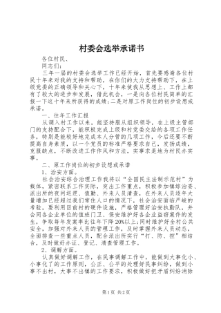 2024年村委会选举承诺书