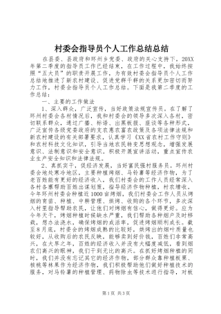 2024年村委会指导员个人工作总结总结