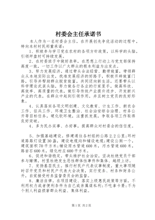 2024年村委会主任承诺书