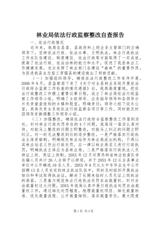 2024年林业局依法行政监察整改自查报告