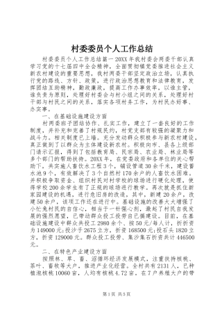 2024年村委委员个人工作总结