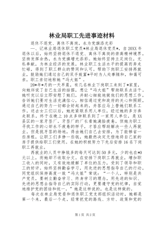2024年林业局职工先进事迹材料