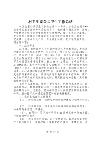 2024年村卫生室公共卫生工作总结