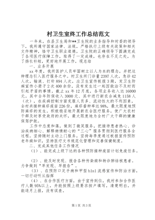 2024年村卫生室终工作总结范文