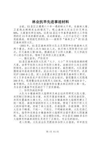 2024年林业抗旱先进事迹材料