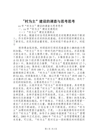 2024年村为主建设的调查与思考思考