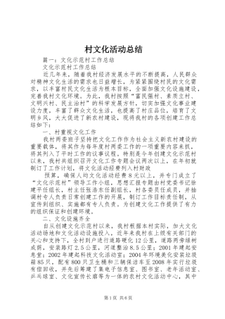 2024年村文化活动总结