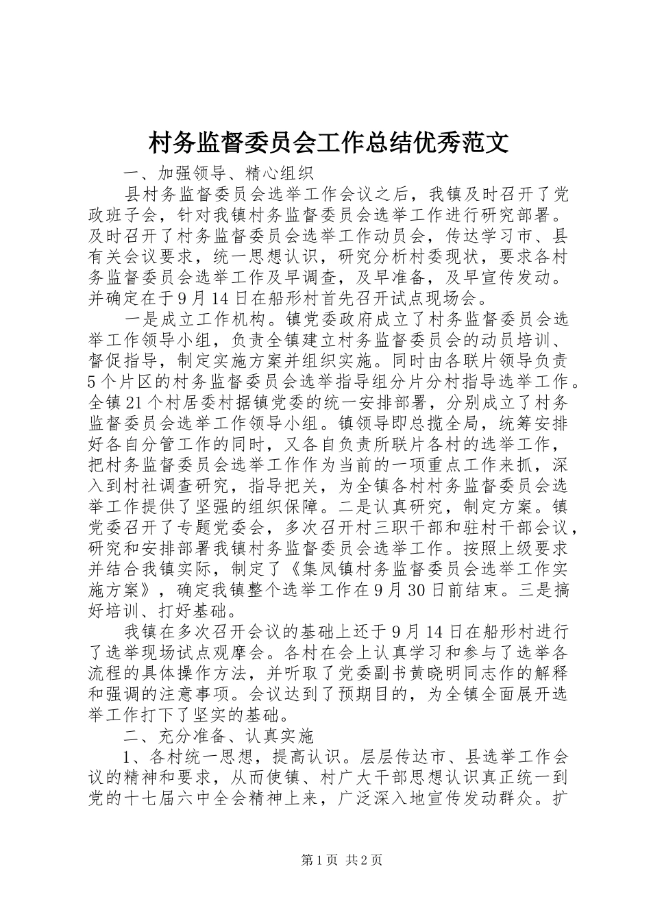 2024年村务监督委员会工作总结优秀范文_第1页