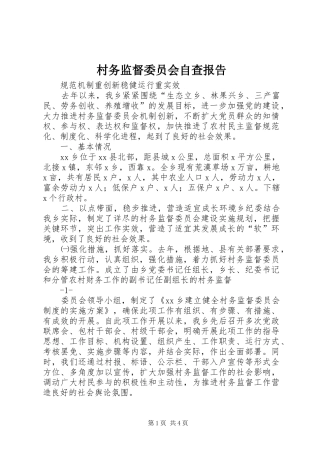 2024年村务监督委员会自查报告