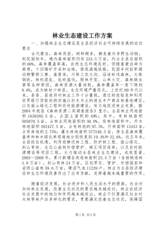 2024年林业生态建设工作方案