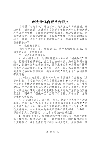 2024年创先争优自查报告范文