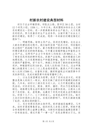 2024年村新农村建设典型材料