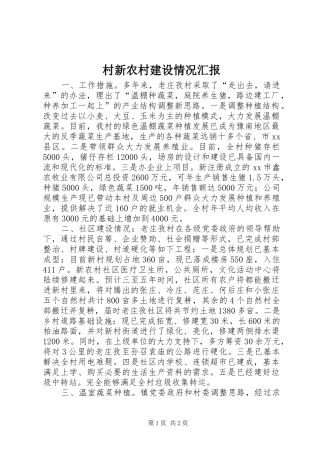 2024年村新农村建设情况汇报