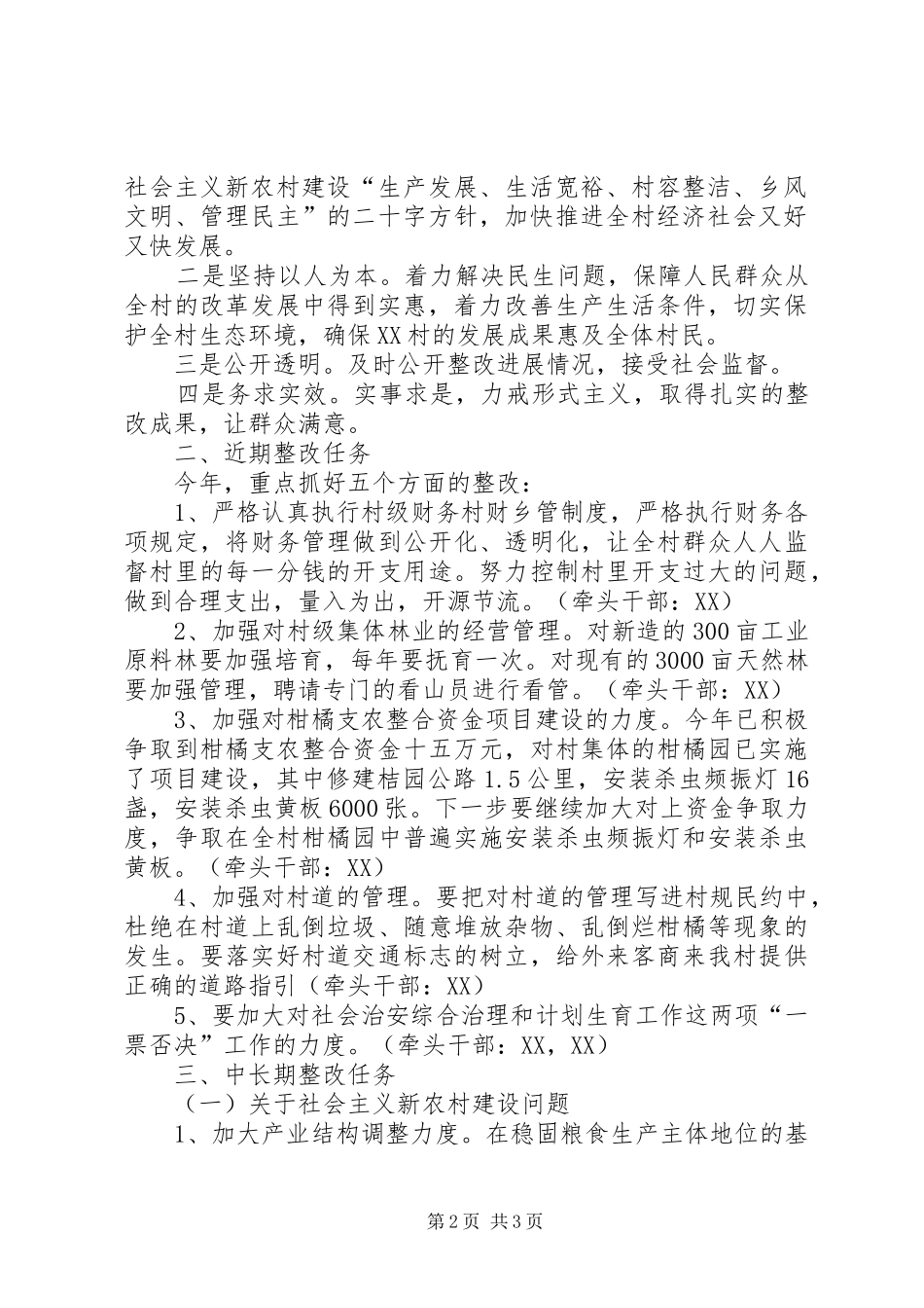 2024年村学习实践科学发展观整改落实方案_第2页