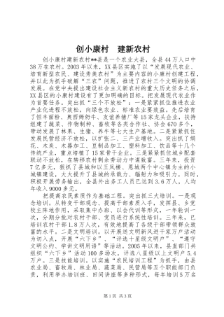 2024年创小康村建新农村