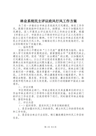 2024年林业系统民主评议政风行风工作方案