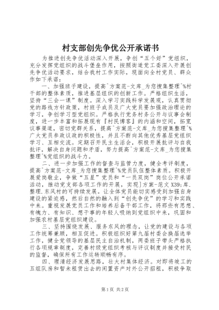 2024年村支部创先争优公开承诺书