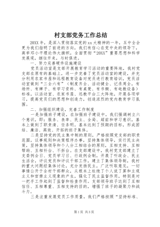 2024年村支部党务工作总结