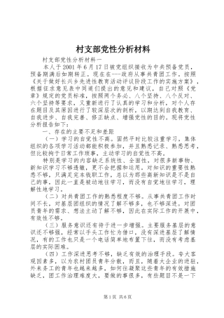 2024年村支部党性分析材料