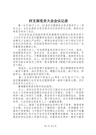 2024年村支部党员大会会议记录