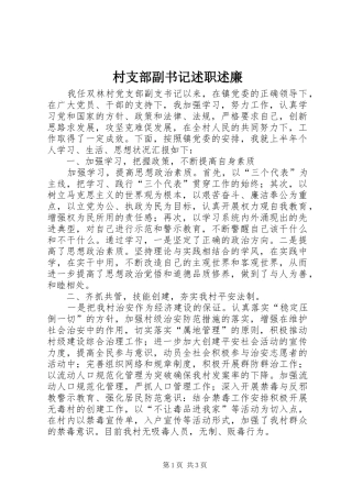 2024年村支部副书记述职述廉
