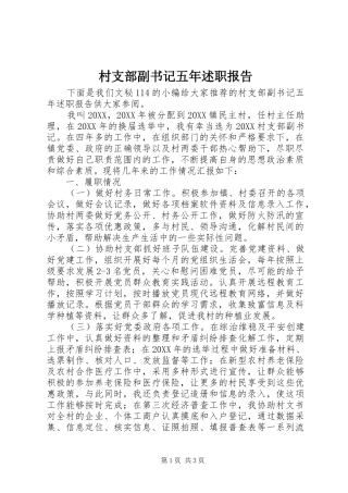 2024年村支部副书记五年述职报告