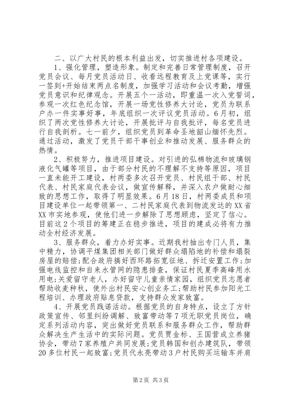 2024年村支部工作总结_第2页