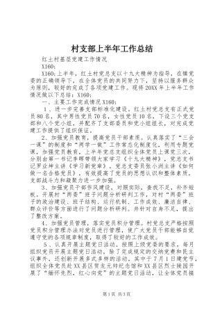 2024年村支部上半年工作总结