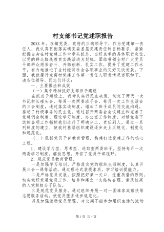 2024年村支部书记党述职报告