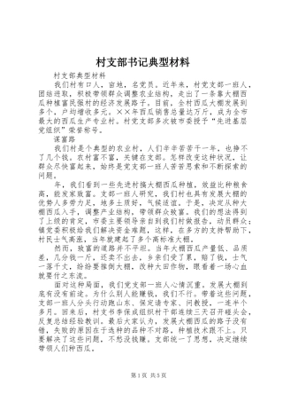 2024年村支部书记典型材料