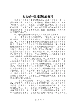 2024年村支部书记对照检查材料