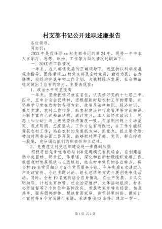 2024年村支部书记公开述职述廉报告
