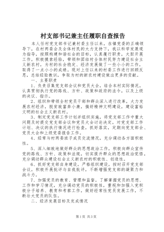 2024年村支部书记兼主任履职自查报告