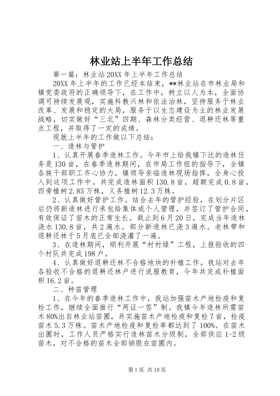 2024年林业站上半年工作总结_第1页