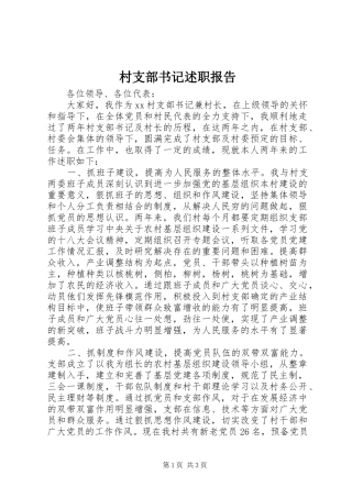 2024年村支部书记述职报告