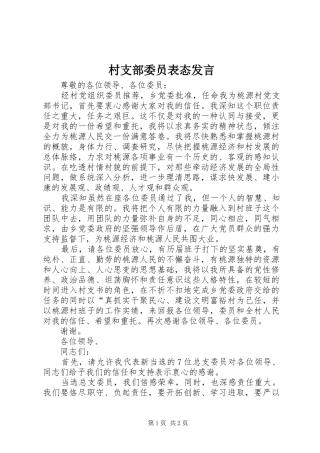 2024年村支部委员表态讲话